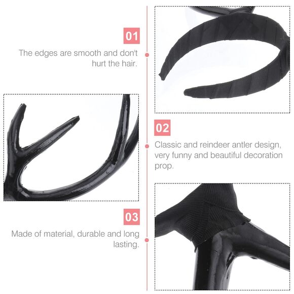 3169 Reindeer Antlers Headband Black Elk Deer Horn Headpiece Long Elk Horn main image 5